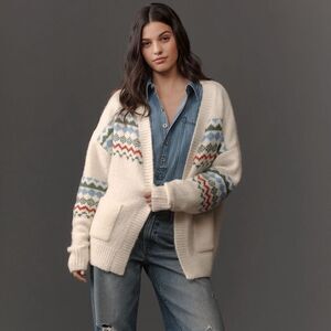 Anthropologie FRNCH Fair Isle Cardigan Sweater NWT